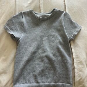 Gray Ribbed Form Fitting T